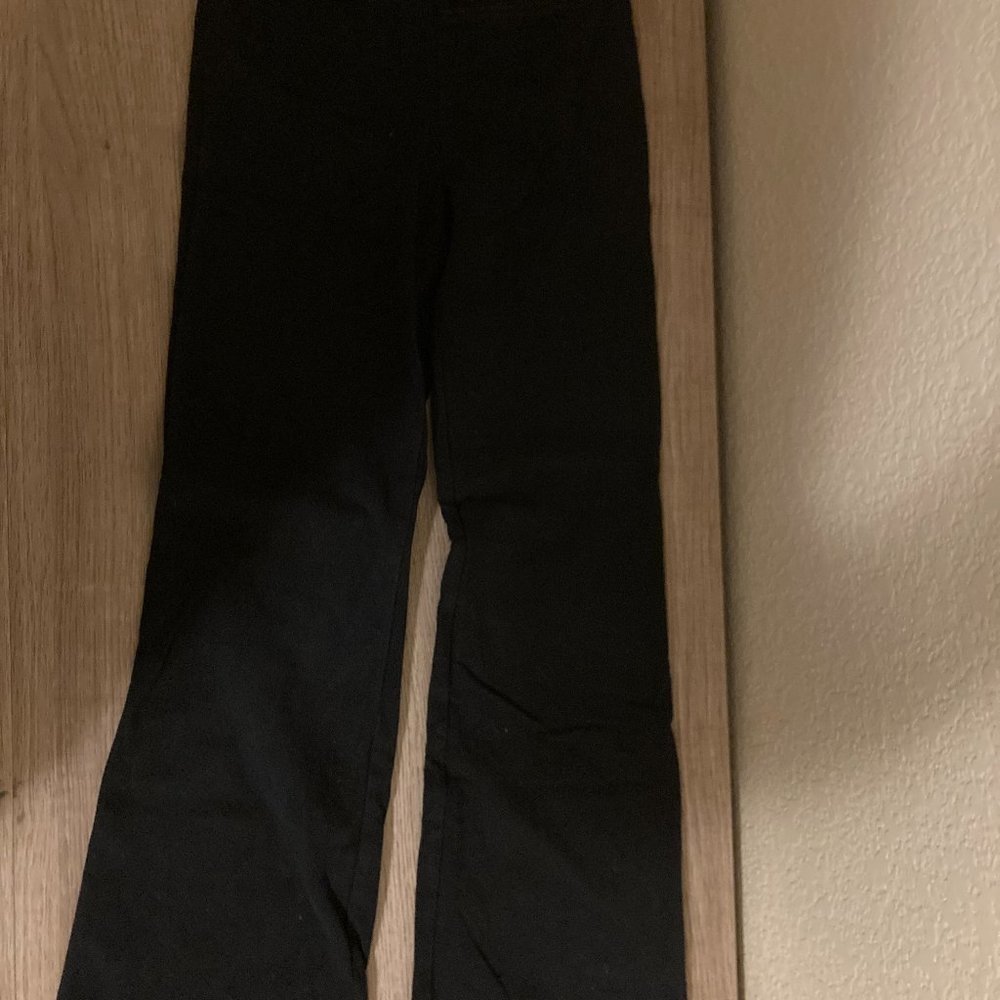 Danskin Black Leggings Girls Small 4-6 Solid Cotton Spandex Blend GUC Elastic